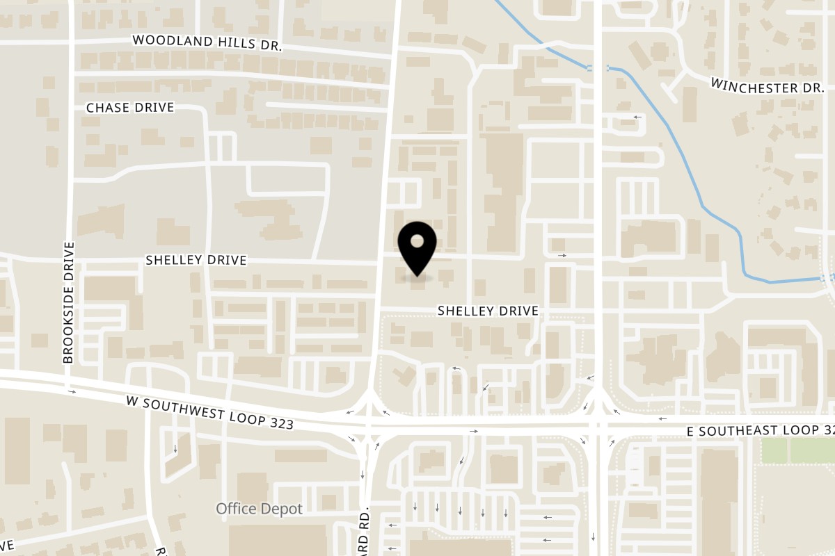 Map showing the location of Tiba Grill Tyler llc on 211 Shelley Dr in Tyler